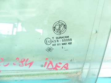 SKLO (OKNO) DVEŘE PŘEDNÍ LEVÝ FIAT IDEA 05R ŘIDIČE