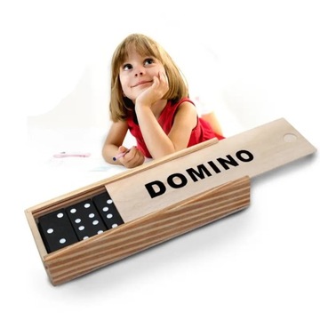 ДЕРЕВЯННЫЕ ДОМИНО, КЛАССИЧЕСКАЯ ИГРА ДЛЯ ДЕТЕЙ, В ДЕРЕВЯННОЙ КОРОБКЕ, 28 ШТУК.