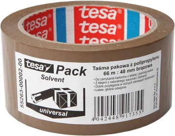 Taśma pakowa Tesa Solvent brązowa 48mm 66mm