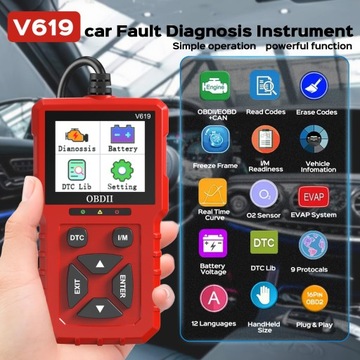 Диагностический инструмент сканера OBD2, считыватель кодов сканера OBDII/EOBD,