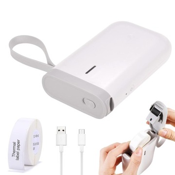 МИНИ-ПЕРЕЗАРЯЖАЕМЫЙ САМОКЛЕЯЩИЙСЯ ПРИНТЕР ДЛЯ ТЕРМАЛЬНЫХ ЭТИКЕТ D11, БЕЛЫЙ USB