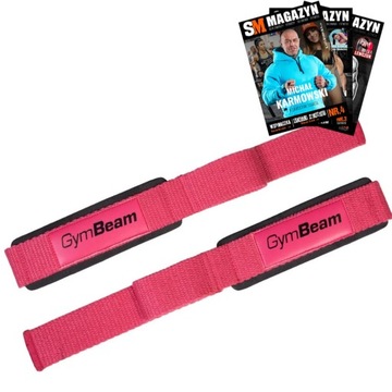 GYMBEAM PASKI X-GRIP PINK RÓŻOWE ŚCIĄGACZ NA NADGARSTEK MOCNY CHWYT 2szt