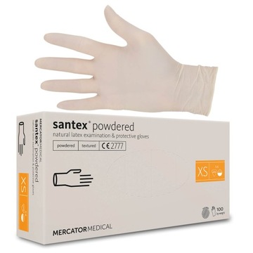 Rękawiczki Rękawice Lateksowe Pudrowane MERCATOR SANTEX POWDERED 100szt XS