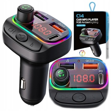 TRANSMITER FM BLUETOOTH SZYBKA ŁADOWARKA MP3 2XUSB
