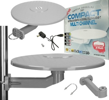 DOBRA MOCNA ANTENA DO TUNERA DEKODER TV DVB T DVB-T2 DOOKÓLNA SZARA USB