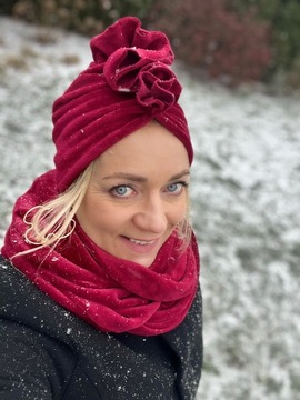 Komplet Turban Luba wr18 i komin na zimę z weluru