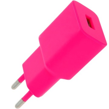 Ładowarka sieciowa do telefonu różowa kolorowa USB