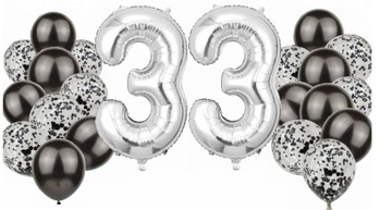 ZESTAW DEKORACJI NA 33 URODZINY HAPPY BIRTHDAY GIRLANDA BALONY