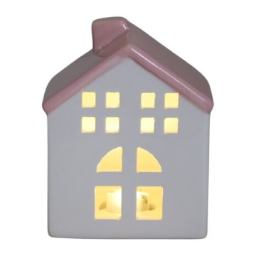 DOMEK DOM CERAMICZNY LED ŚWIECZNIK LAMPION FIGURKA CERAMICZNA NA PREZENT