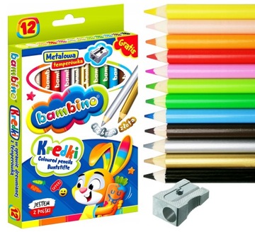Карандаши Bambino толстые, 12 цветов + точилка