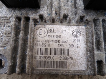 FIAT GRANDE PUNTO EVO 1.4 8V JEDNOTKA ŘÍZENÍ 51868979