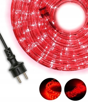 Wąż świetlny led 10 m lampki CZERWONY
