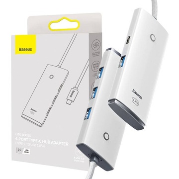 BASEUS WIELOFUNKCYJNY HUB 4W1 ADAPTER WYTRZYMAŁY BEZPIECZNY USB-C 25CM