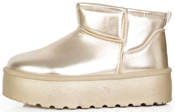 7808 ЗОЛОТЫЕ СНЕЖНЫЕ БОТИНКИ НА ПЛАТФОРМЕ С УТЕПЛЕНИЕМ SLIP-ON 40