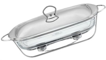 AMBITION NACZYNIE ŻAROODPORNE SZKLANE HELIOS Z PODGRZEWACZEM PROSTOKĄT 3,6l