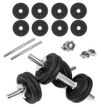 HANTLE ŻELIWNE regulowane 2x7,5kg gryfy talerze zestaw do treningu 15kg