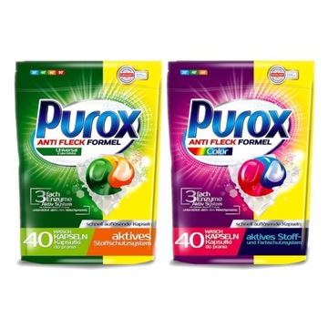 Kapsułki do prania PUROX Duo Caps MIX Color + Universal 2x 40szt