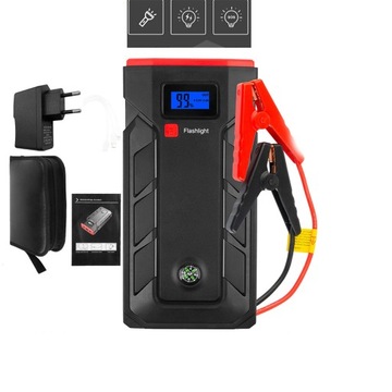 JUMP STARTER CAR BOOSTER ROZRUCH POWERBANK LCD LATARKA KOMPAS 10400 MAH