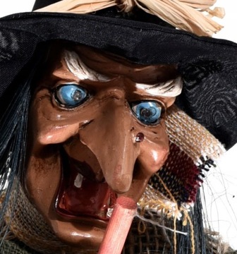 Halloweenowa ozdoba krzycząca miotła czarownicy