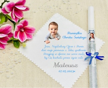 Халат и крестильная свеча с фото.