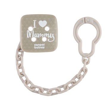 CANPOL 2/434 Łańcuszek do smoczka Love Mummy szary