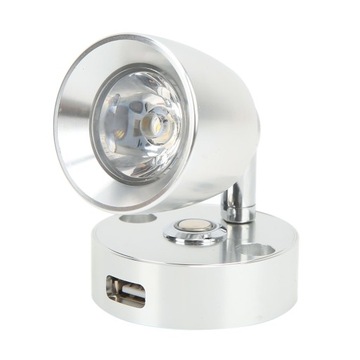 LAMPKA KINKIET 12V LED LAMPA ALU OBROTOWA USB