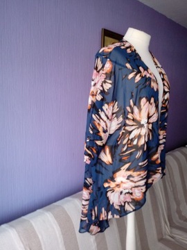 Kimono ELVIE granatowe kwiaty asymetria 20/48