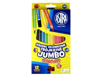 ЦЕНЦИЛИ ТОЛСТЫЕ ТРЕУГОЛЬНЫЕ JUMBO ASTRA 12 ШТ + БЕСПЛАТНО