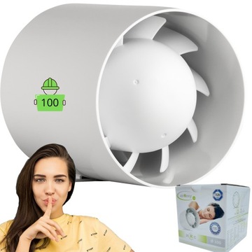 WENTYLATOR KANAŁOWY ŁAZIENKOWY DOMOWY CICHY BIAŁY FI 100