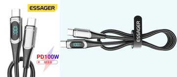 КАБЕЛЬ USB-C OLED ESSAGER PD 100 Вт для MACBOOK XIAOMI