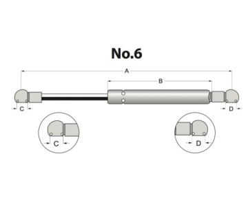газовый амортизатор привода A=260 B=130 F=250N