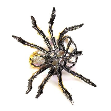 925 Broszka srebrna naturalna perła barokowa pająk