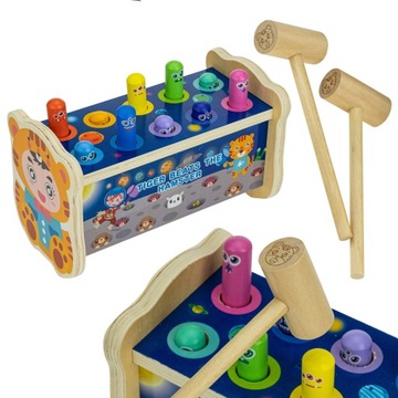 DREWNIANA GRA ZRĘCZNOŚCIOWA EDUKACYJNA WBIJAK DLA DZIECKA