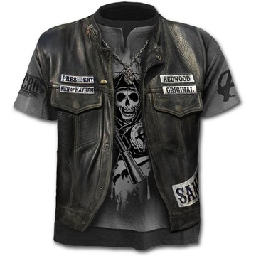 T-SHIRT MĘSKI KOSZULKA 3D MOTOCYKLOWA CZASZKA,M