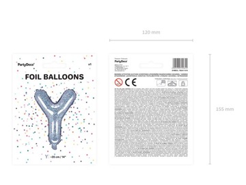 Balon foliowy Litera ''Y'', 35cm, holograficzny