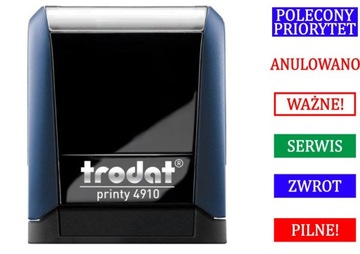 Pieczątka TRODAT 4910 gotowa z hasłami PILNE KOPIA