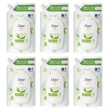 Dove Mydło w płynie Ogórek Herbata zapas 6x500ml