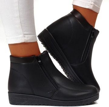 БОТИНКИ ЖЕНСКИЕ ЗИМНИЕ, ЧЕРНЫЕ УТЕПЛЕННЫЕ БОТИНКИ, МОЛНИИ