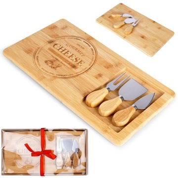 Deska DO SERÓW sera wędlin przekąsek przystawek + noże zestaw prezentowy