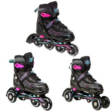 Rolko Wrotki Regulowane 3w1 Croxer Optima Mint/Pink 31-34 Kauczuk Abec7