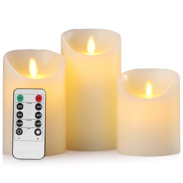 Zestaw 3 bezpłomieniowych świec woskowych LED