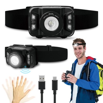 Latarka Czołowa Lampa Led Akumulatorowa Na Głowę-BLACKHAWK BEON Usb