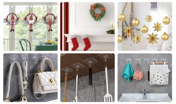 Przezroczyste haczyki na ścianę Haczyki samoprzylepne małe przezroczyste