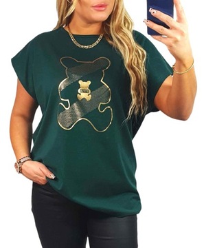 ЖЕНСКАЯ БЛУЗКА ФУТБОЛКА С ПРИНТОМ GOLD BEAR TEDDY КОМФОРТНЫЙ ХЛОПОК 4XL 48