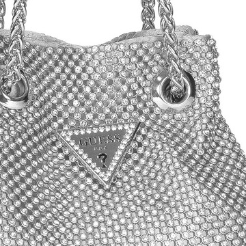 Guess Torba damska wieczorowa Lua Mini Silver srebrna cyrkonie RY920575