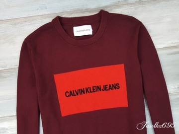 CALVIN KLEIN PÁNSKY SVETER BORDOVÁ ORIGINÁL r XL