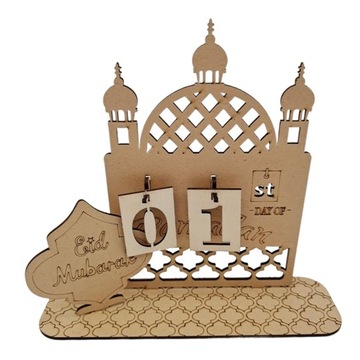 Eid Mubarak Odliczanie Kalendarz Ozdoba Drewniany Meczet Odliczający Ramadan
