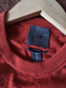 H&M sweter pomarańczowy merino okrągły rozmiar M