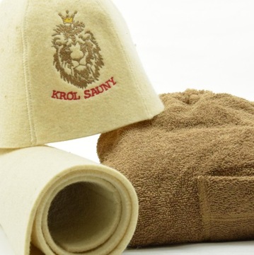 Шапка для сауны - мужской комплект - хлопок/шерсть - L