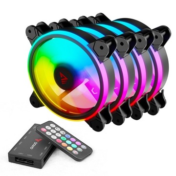 SAVIO Wentylator FAN-01 4-pack 120mm ARGB wraz